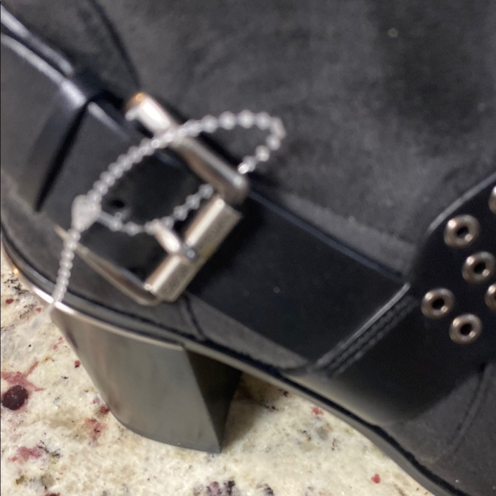 Michael Kors Black Heeled Boots with Studded Ankle Strap - Picture 5 of 6